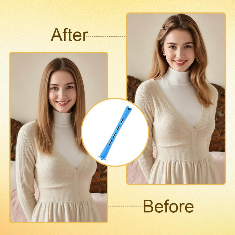  [AUSTRALIA] - 20 Pcs Perm Rods for Short Hair, Medium Curling Rods, Cold Wave Heatless Curling Rollers Set for Long Hair Natural Waves & Curls (0.35 Inches, Blue)