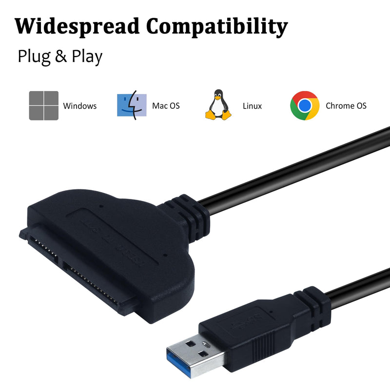SATA to USB，Sata to USB Adapter，SATA to USB Cable for 2.5 inch HDD and SSD 5Gbps Superspeed Compatible with USB 2.0 1.1 Older SATA Connector