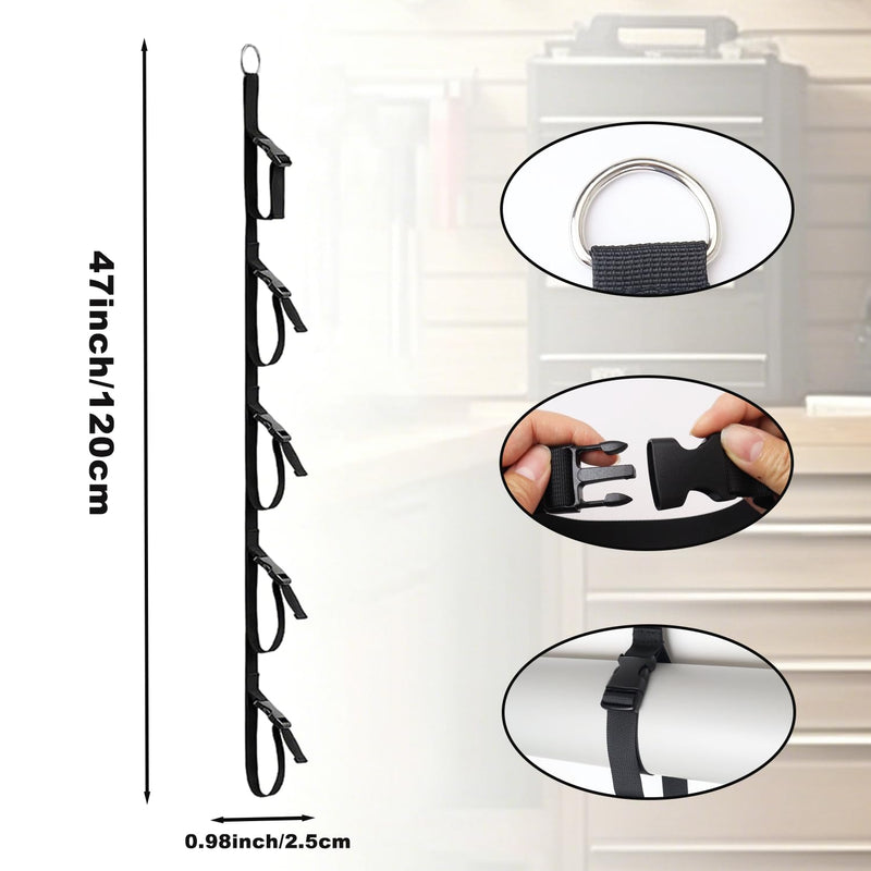2 Pcs Extension Cord Organizer, Extension Cord Hanger with 5 Slots for Vertical Space, for Cable, Hose, Rope, Light String (2 Pcs Black) 2 Pcs Black