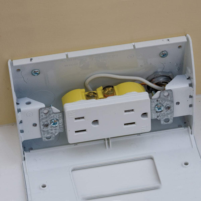 Bryant Electric RU100W tradeSELECT Under Cabinet/Counter Power Distribution Box, Slim Fit, White Metal Slim Fit Box