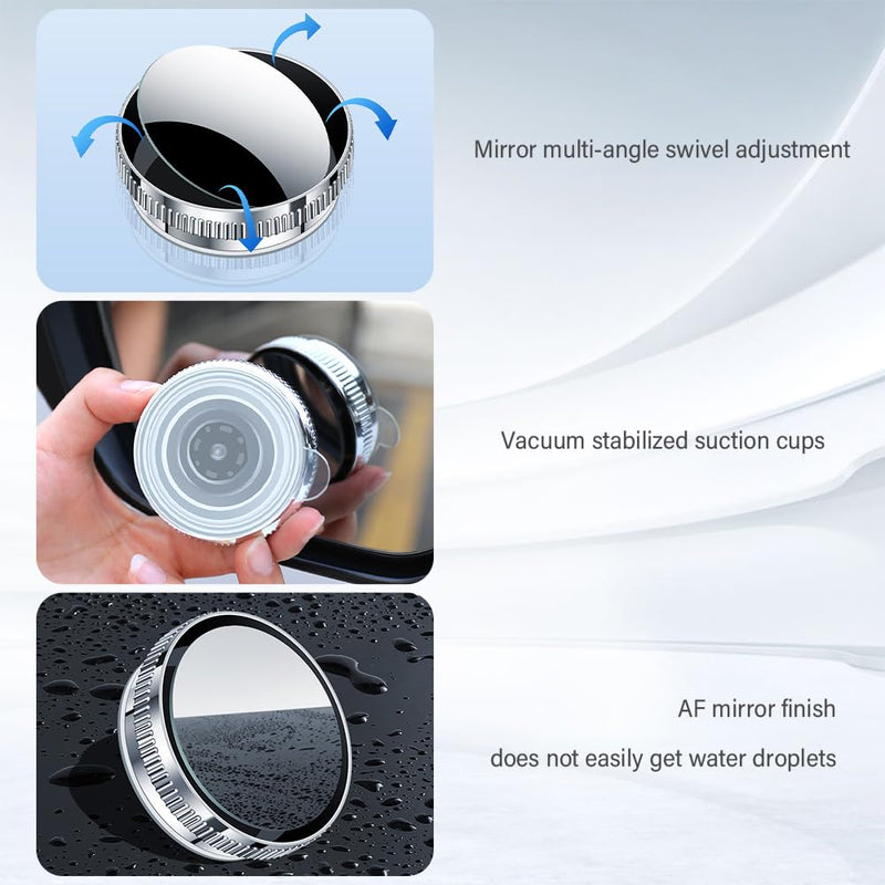 2PCS Suction Cup Car Convex Blind Spot Mirror,360°Adjustable Side Mirror Blindspot Used in Car Mirror,Universal HD Fish Eye Mirror Car Mirror Accessories Fit for Cars SUVs Trucks (Black) Black