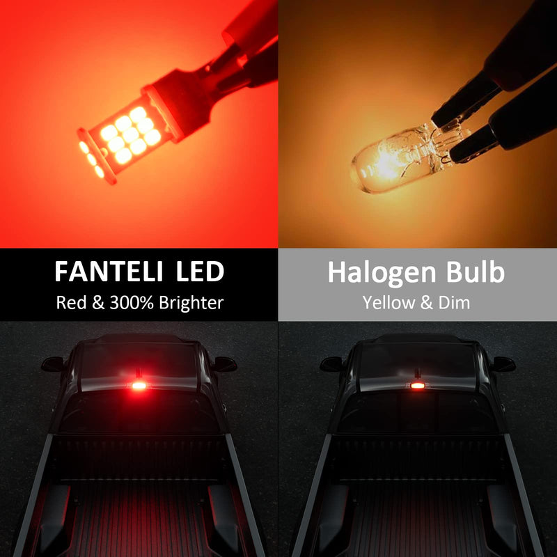 912 921 LED Bulb, Strobe Flashing 3rd Third Brake Center High Mount Stop Light, 300% Brighter Non-Polarity T15 906 904 902 W16W Brilliant Red