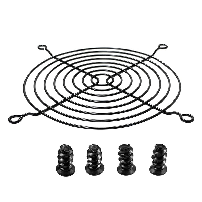 120mm Fan Grill,PC Fan Cover,Black PC Fan Grill Guard,Metal Slivery Black Replacement Screws,for PC Ventilator,2Pack. FCI2-2 PCS