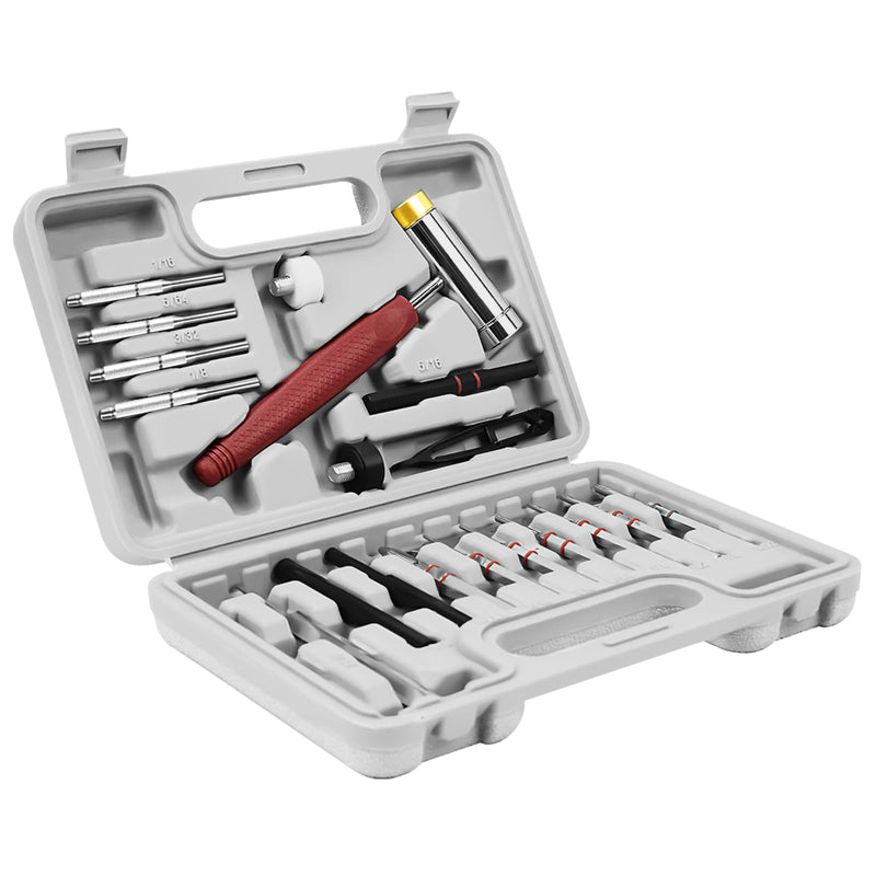 BESTNULE Roll Pin Punch Set, Punch Tools, Made of Solid Material Including Steel Punch and Hammer, Ideal for Machinery Maintenance with Organizer Storage Container (Without Bench Block) Without Bench Block