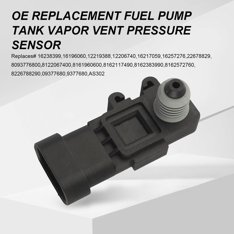 Pack-1 Car Fuel Tank Pressure Sensor, Vapor Vent Port Tank Pressure Sensor, Replacement OEM #16238399, 9377680, 09377680, 16196060 Accessories, Compatible with Delphi Third Generation (Black)