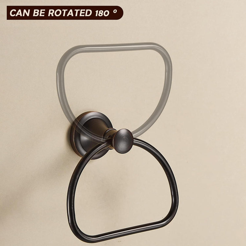 WOLIBEER Bronze Toilet Paper Holder,Bathroom Hand Towel Holder,Oil Rubbed Towel Ring Wall Mount Tissue Roll Paper Hanger ORB Bath Accessories Farmhouse Towel Rack Half Round