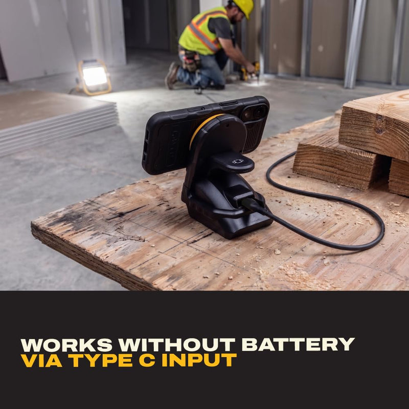 DEWALT 2-in-1 Magnetic Wireless Charger for Phone & Apple Watch – Compatible with 20V MAX Batteries, MagSafe Charging Stand, USB-C Powered, Portable Wireless Charging Station (Battery Sold Separately) 2-in-1 Charger