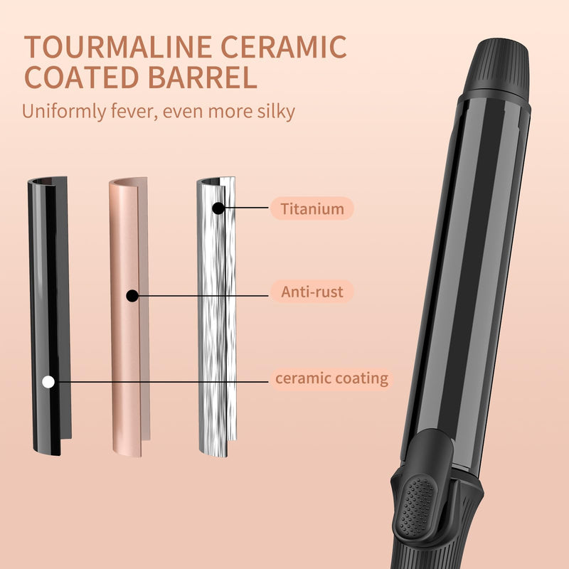 K&K Hair Curling Wand, 32mm Ceramic Titanium Barrel, Digital Display, 50-230°C, 60 Min Auto Shut Off (25 mm) 25 mm