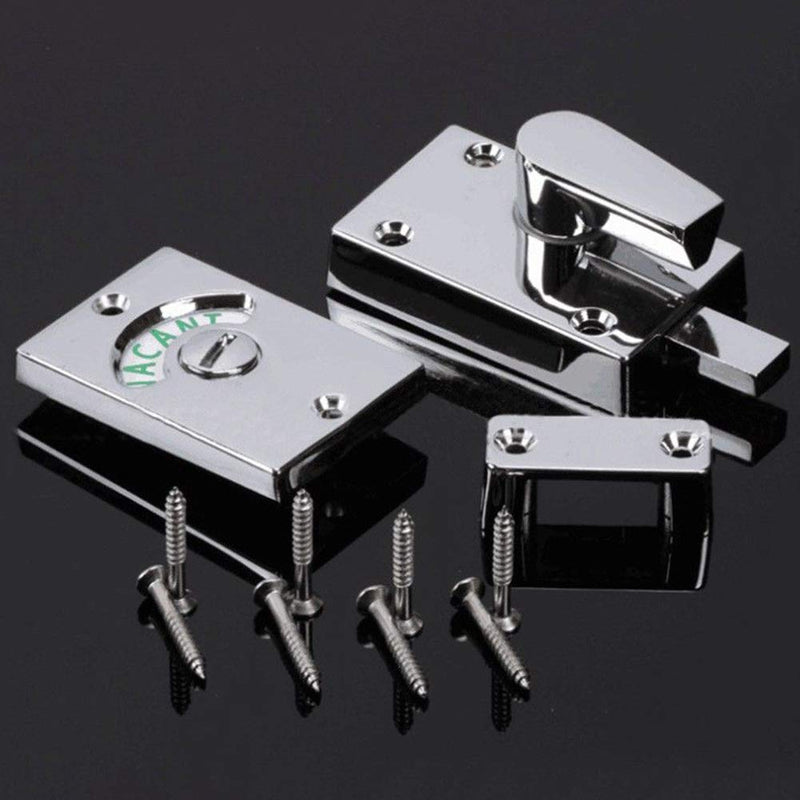 2PCS Restroom Door Lock Latch - Stainless Steel Occupied/Engaged Indicator, Vacant Bathroom Privacy Handle Lock (Satin Nickel) satin nickel - 2pcs