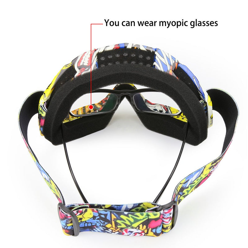 Dirt Bike Goggles, ATV Goggles Adult Motocross Goggles Clear Lens Racing MX Goggle Glasses and Ski Goggles Camo Yellow Frame + Clear Lens