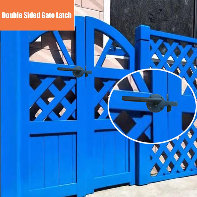 Gate Latch for Wooden Fence Double Side Gate Latch Heavy Duty Swinging Door Latch Gate Hardware for Outdoor Fence, Wooden Gates, Pool Gate, Backyard, Gardens（ RH）