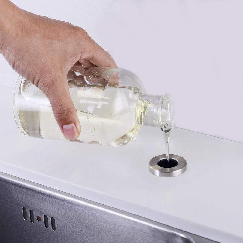 TUTEW Built in Soap Dispenser for Kitchen Sink, Matte Black Countertop Stainless Steel Pump Head, Kitchen Sink Soap Dispenser with 17OZ PET Lotion Bottle