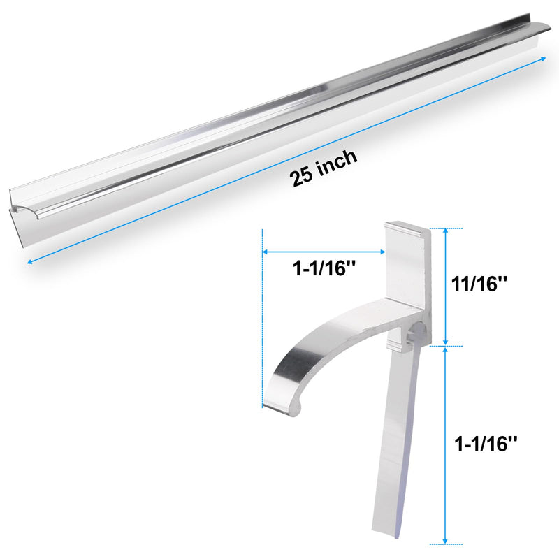 25” Framed Shower Door Drip Rail with Vinyl Sweep, Chrome Shower Door Bottom Water Deflector with Screws 25A