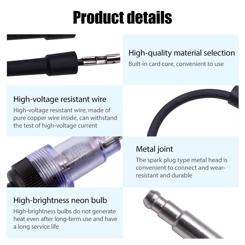 Car Inline Spark Plug Tester, Vehicle Engine Straight Boot Ignition Coil Tester, Auto Engine Spark Plug Light Checker Armature Diagnostic Detector Tool, Fit for Sedan Motorcycle