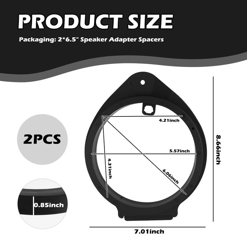 2PCS 6.5" Speaker Adapter Spacers,Standard 6.5" Speaker Mounts for Speakers Upgrade,Car Door Speakers Adapter Compatible with Chevy 2007-2020 Avalanche,2012-2020 Captiva Sport