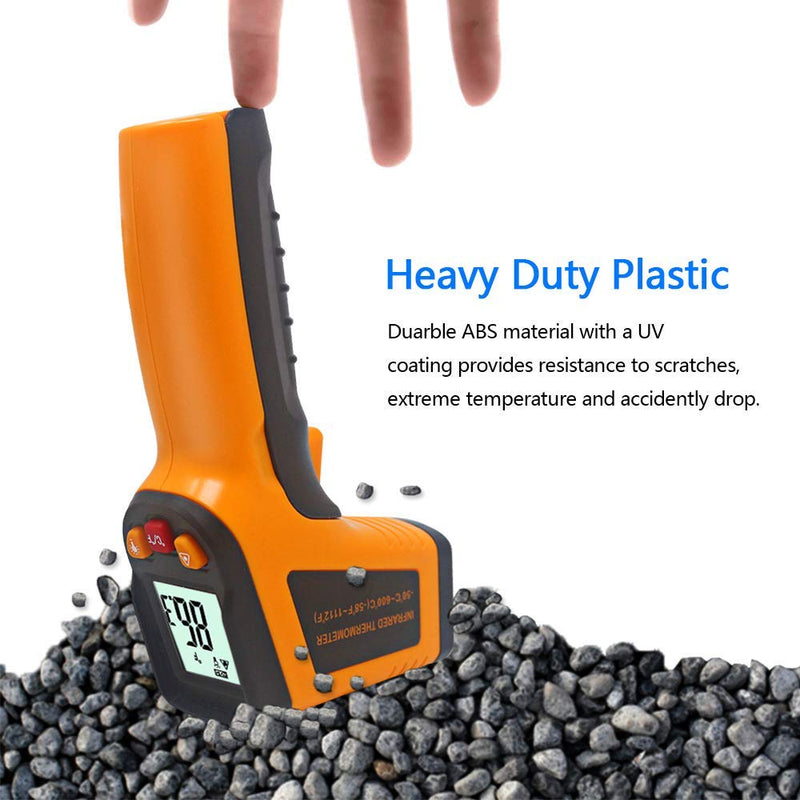 Ketotek Digital Infrared Thermometer Temperature Gun -58°F to 1112 °F(-50°C to 600°C) Handheld Non Contact IR Laser Thermometer KT600Y for Cooking Meat Refrigerator Pool Pizza Oven BBQ Food Orange