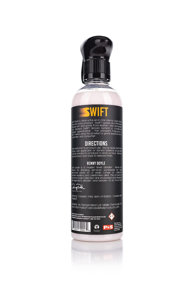 P & S Professional Detail Products Swift Clean & Shine - Interior Cleaner & Protectant for Leather, Vinyl, Plastic - Cleans, Conditions & Leaves a Satin Finish - Fresh Scent - 16 oz Spray 16 Ounce (Pack of 1)