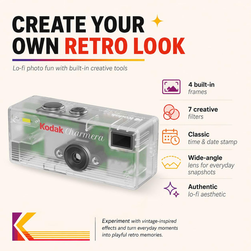 Kodak Charmera Key Chain Digital Camera Bundle | 32GB Memory Card, Storage Case, (4 items)