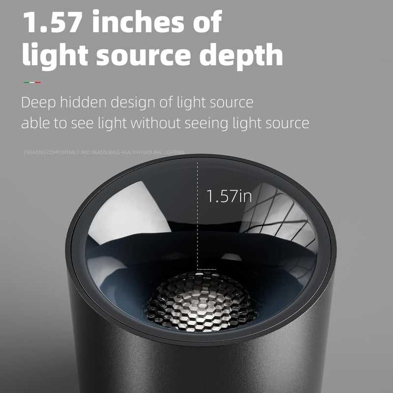 JAYMP Modern LED Ceiling Spotlight 4000K Dimmable 24W Black Surface Mount Cylinder Down Light for Living Room Hallway Lanudry Room 24W, 4000K Natural Light