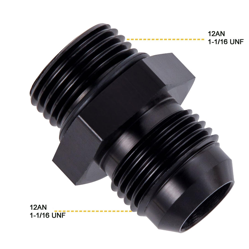 12AN Male Flare to AN12 ORB Male O-Ring Fitting Adapter 2PCS (12AN to 12AN ORB 2Pack) 12AN to 12AN ORB 2Pack