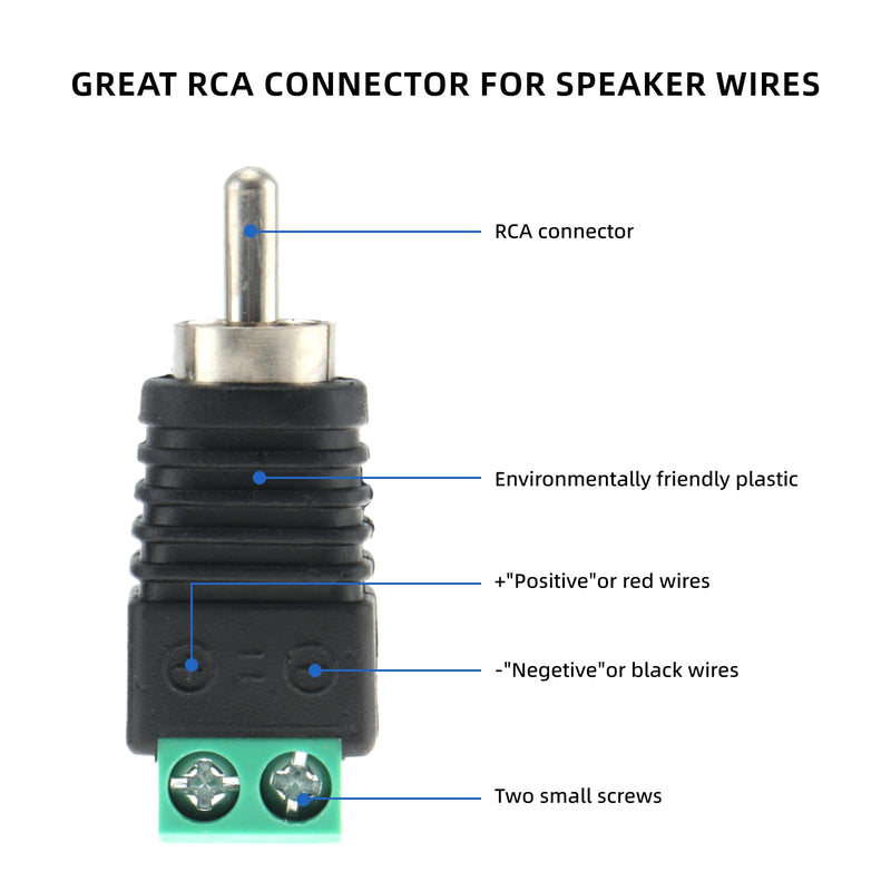 DIANN 5 Pairs RCA Screws Male Female Plug to AV Screw Terminal Audio/Video Connector Adapter for Audio Cable Connection Speaker Connector for Home Audio Systems