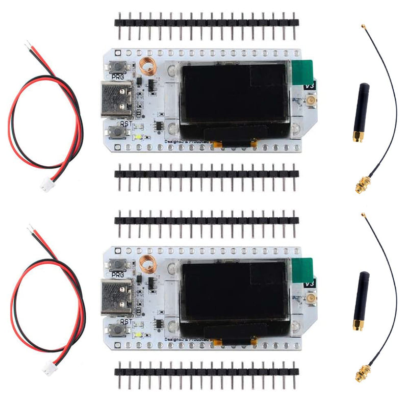 915MHz ESP32 LoRa V3 Development Board SX1262 0.96 Inch OLED Display WiFi+BLE Lora Kit with LoRa Antenna for Arduino IOT Smart Home (2Sets)