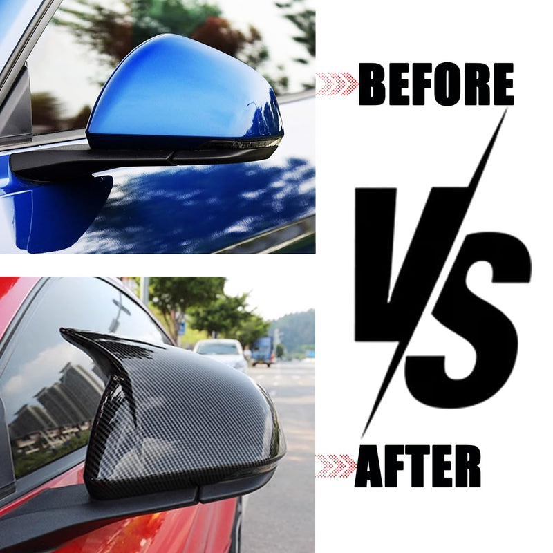 Auto Car Mirror Cover Rearview Mirror Guard Covers Side Cap Trim for Mustang 2015-2025 GT/GT Premium/Ecoboost/Ecoboost Premium/V6,Not Fit for Mach-e,With Turn signal Light,Carbon Fiber Look Carbon Fiber Look