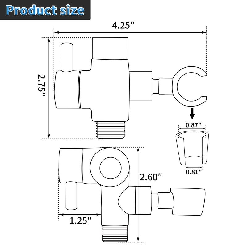 G-Promise Solid Metal Shower Arm Diverter with Holder for Hand Held Showerhead and Fixed Spray Head, G 1/2 3-Way Bathroom Universal Diverter System Replacement Part (Oil Rubbed Bronze) Oil Rubbed Bronze