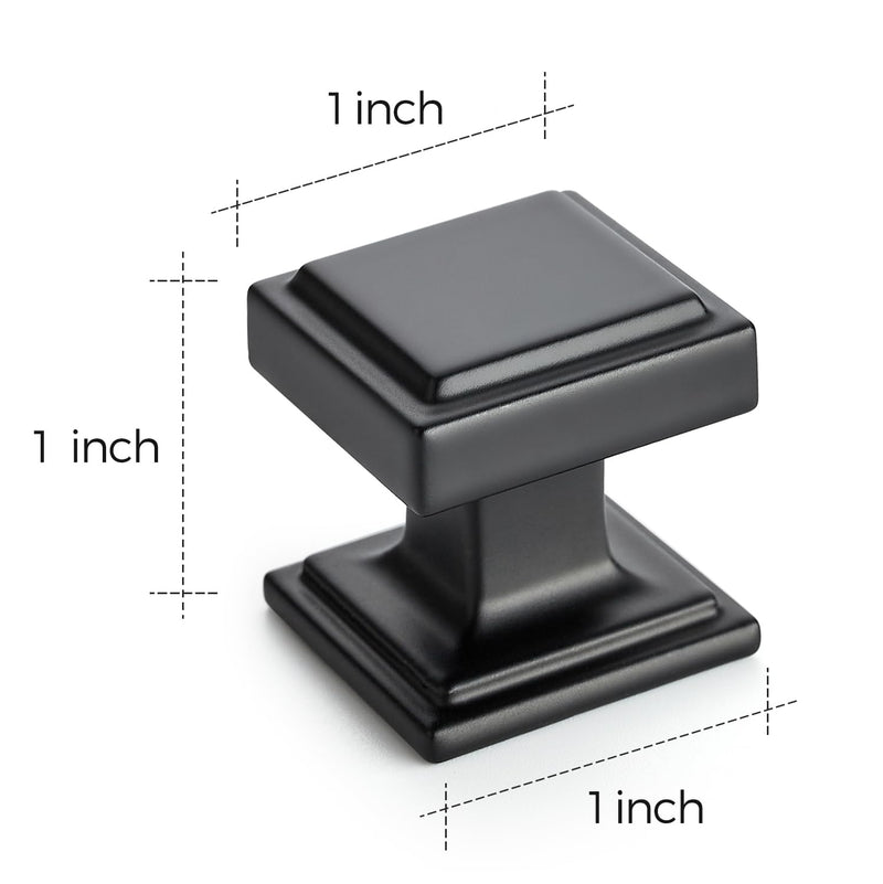 Ravinte 15 Pack Matte Black Square Kitchen Cabinet Knobs,Zinc Solid Drawer Pulls,Farmouse Cabinet Handles for Cupboard, Dresser, Closet and Bathroom, Modern Cabinet Hardware for Cabinets
