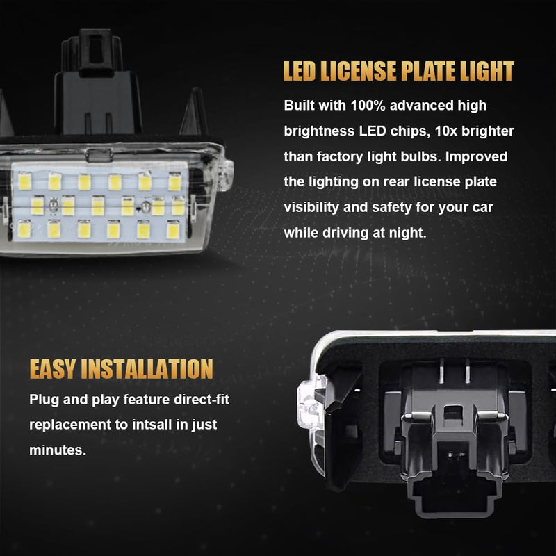 D-Lumina LED License Plate Light Tag Lamp Assembly for Toyo-ta Camry Highlander Avalon Prius C Yaris, Powered by 18-SMD Xenon White LED Tag Lights, Pack of 2 Toyota Camry/Highlander