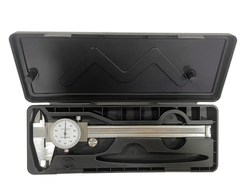  [AUSTRALIA] - 6 Inch Dial Caliper, MFQNENLK 4-Way Measurement Calipers, 0.001 Accuracy Imperial Shockproof Measuring Tool with Plastic Case (Dial Caliper 0-6" Range) Dial Caliper 0-6"
