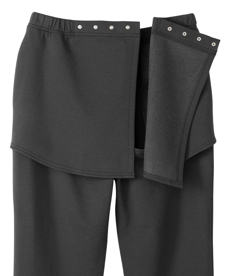 Silverts Men’s Adaptive Clothing Open Back Fleece Pants, Assisted Dressing Bottoms for Elderly, Nursing Home & Rehab Wear X-Large Classic Black