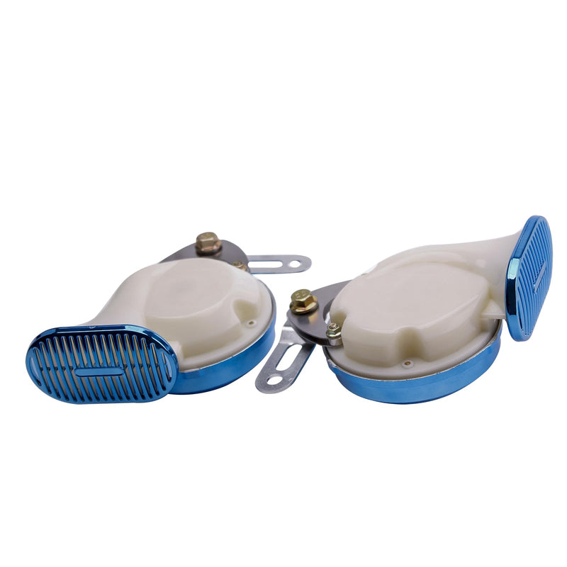 FARBIN Car Horns Super Loud Variable Sound Horn 3 Sound Train Horns 130db High Low Tone Trucks Boat Train Motorcycle Horn with Wiring Kit 12V (Blue) Blue