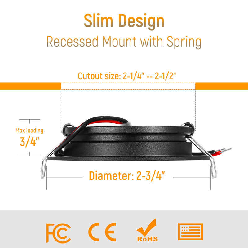 8 Pack 12 Volt LED Puck Light RV Recessed Mount Ceiling Light 2.75” 12V Down Light for Camper Van Truck Boat Interior Ceiling Kitchen Cabinet Lighting CRI 93 (Black/Warm White) Matte Black 8-pack / Warm White