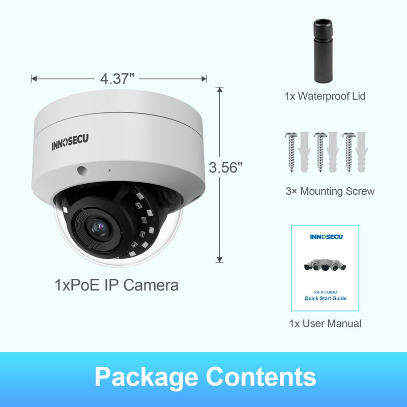 5MP Security PoE Camera, Outdoor Dome IP Surveillance Camera IK10, Built-in Mic, 2.8mm Lens Wide Angle 110°, Night Vision 100ft, Human&Vehicle Detection, No PT Supported, IND5GR54A (White) WHITE