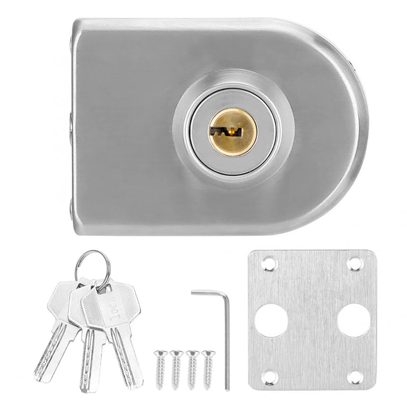 Fits on 1/2" Glass 0.39" -0.47"Glass Door Lock Stainless Steel Glass Door Lock Floor Latch Lock Bolt Ground Lock for Bathroom Toilet Shop Glass Doors (102-C) 102-C
