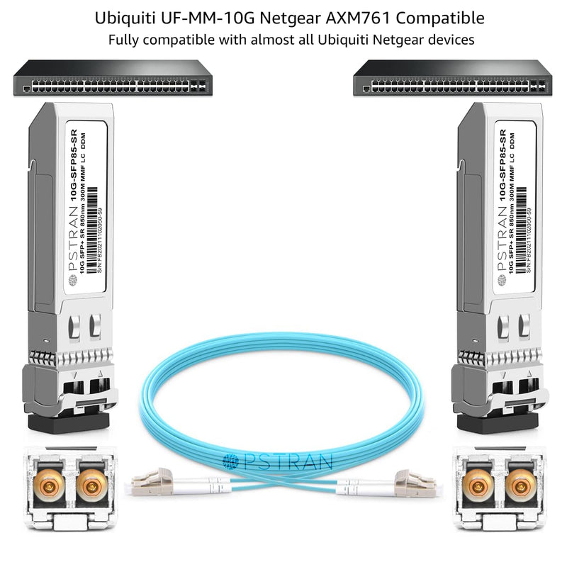 10GBASE-SR SFP+ Optical Transceiver Module Compatible with Ubiquiti Unifi UF-MM-10G 10Gbps 850nm 300m DDM Duplex LC MMF 4 Pack