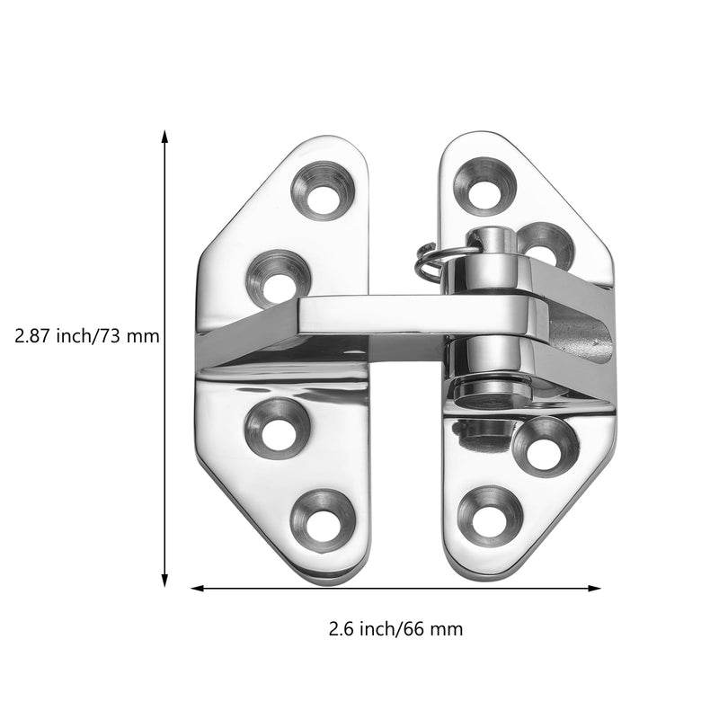 Heavy Duty Long Reach Hinge, Marine Boat Hatch Hinges 316 Stainless Steel, Sturdy Deck Cabinet Door Hinges with Screws (Pack of 2) 2.87 x 2.6"