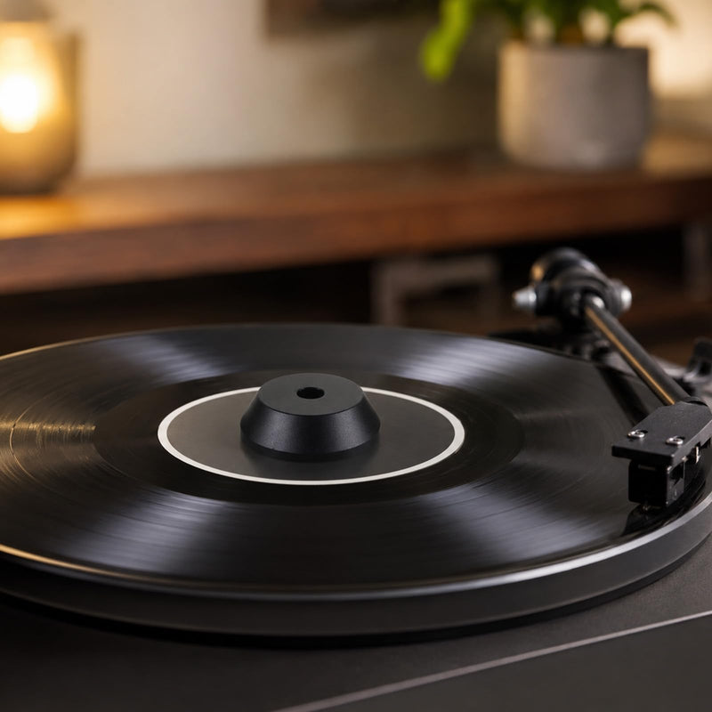 45 RPM Adapter, 45 Record Adapter Solid Aluminum 7 Inch | Vinyl Record Dome 45 Adapter for Record Player (Black)