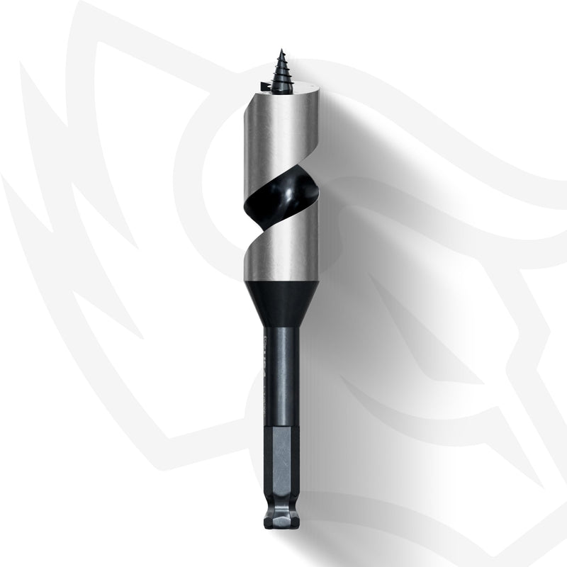 US4 Ship Auger Drill Bit 1-1/8" x 6" x 6 Inch - Heavy Duty Carbon Steel Wood Boring Bit with Hex Shank for Power Drills 1-1/8" x 6"