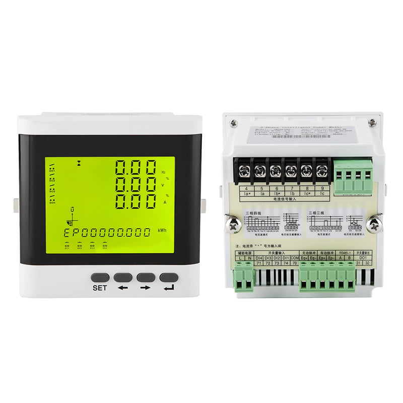 Oumefar Multi Function Three Phase Programmable Electric Watt Active Power Meter Volt Monitor High Precision Digital LED Ammeter Voltmeter LCD Display Panel
