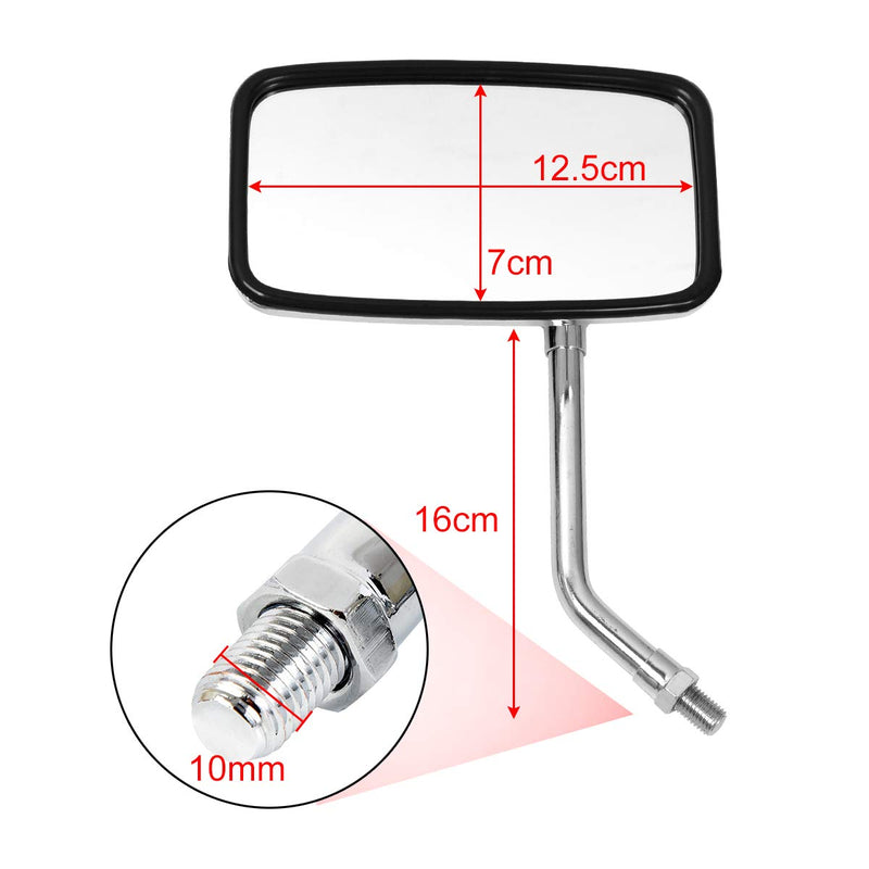 10 mm Bolt Chrome Motorcycle Universal Handlebar Rear view Side Mirrors Compatible with Harley Kawasaki Suzuki Aprilia Street Bike Cruiser Scooter Mirror SIZE: 125mm X 70mm (Chrome Silver)
