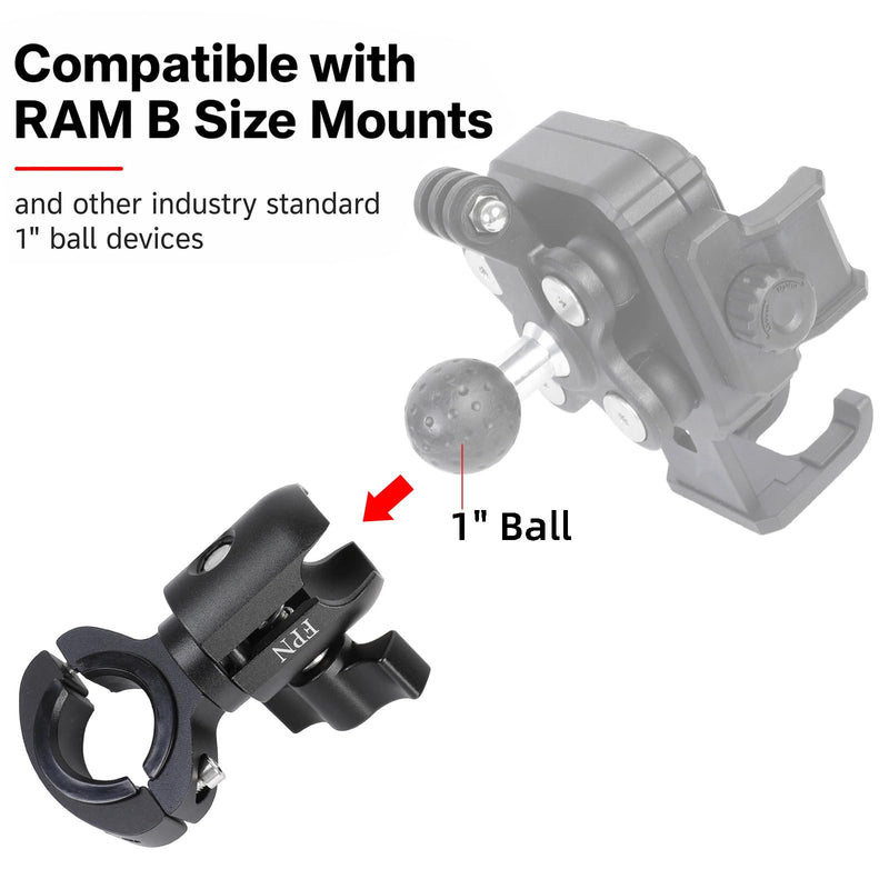 Aluminum Alloy Handlebar Clamp Mount for RAM Mounts, Single Socket Arm with 0.87"-1.26" Diameter O-Bolt Base for 1" Ball Head GoPro Mount, for Bike & Motorcycle Phone Holder