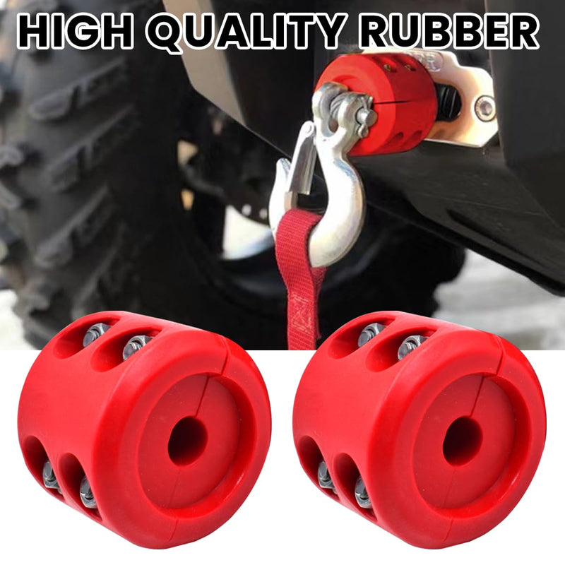 Car Rubber Winch Stopper for ATV UTV Truck, Cable Saver Hook Stopper Line for Synthetic Rope, Bump Shock Saver Dampener with Stainless Steel Screw and Nut, Quick Installation Tool (Red) Red