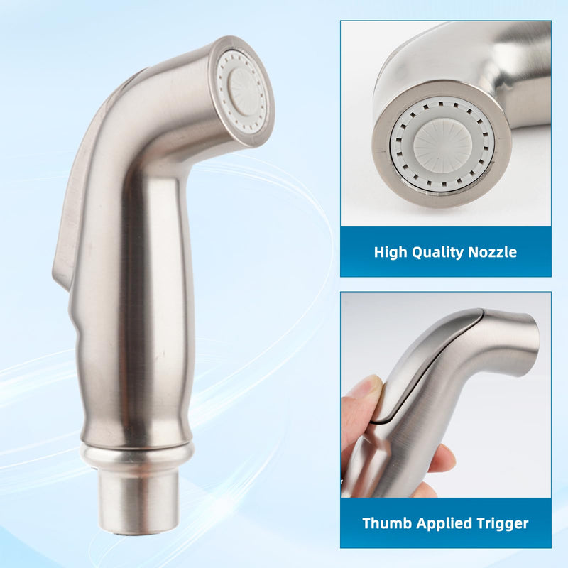 Universal Kitchen Side Sprayer Compatible with Moen Faucet, Kitchen Sink Faucet Sprayer Replacement with Quick Connector/Hose/Holder, Pull Out Sprayer Head Replacement, Easy to Install, Brushed Nickel One-button Type