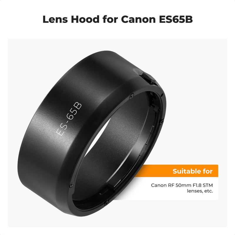 K&F Concept Lens Hood for Canon RF 50mm F1.8 STM Lens, Reversible Snap on Camera Lens Shade Replacement of Canon ES-65B Hood, Compatible with 43mm Filters and Lens Cap