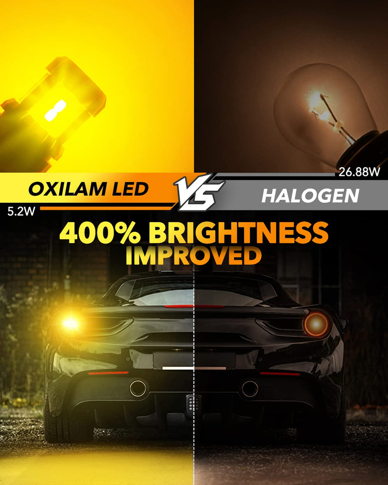 OXILAM Turn Signal Light 1156 LED Bulbs Amber Yellow 2200K Extremely Bright BA15S 1141 1003 7506 LED Bulbs with High Power 12pcs 3020SMD Chipsets, 2 Pack