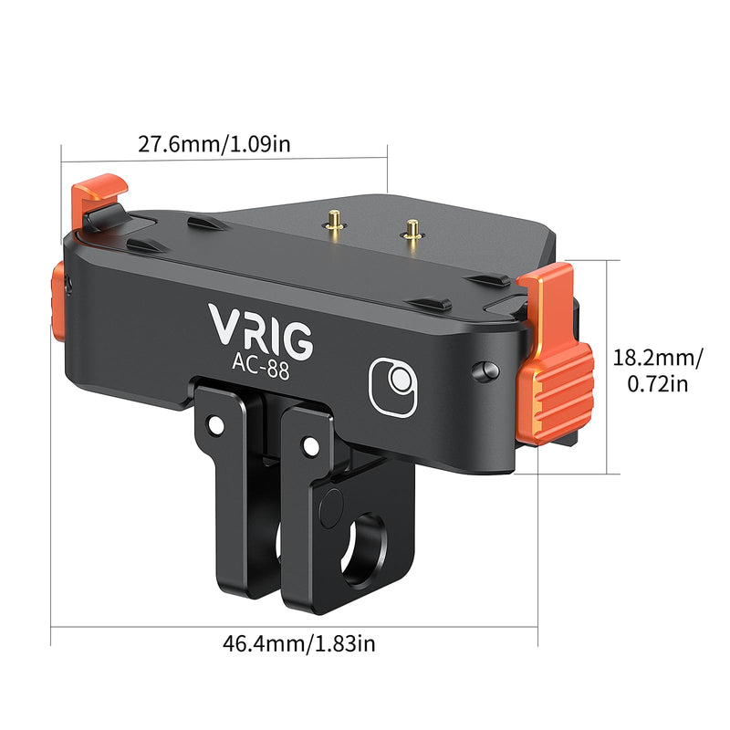 VRlG Magnetic Quick Release Adapter Mount for Insta360 GO Ultra with Charge | Aluminum Snap-On Magnetic Base with 1/4 Hole/ Foldable Connector for Tripods & Selfie Sticks, Vlogging Charging Mount