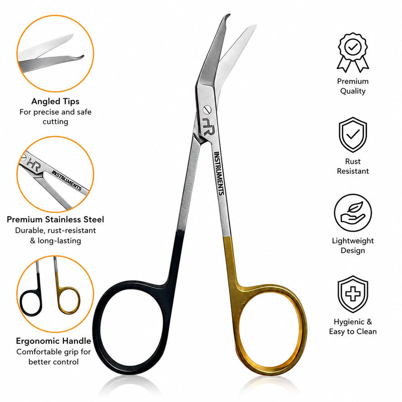 Suture Stitch Scissors with Delicate Hook Surgical Nursing Medical Scissors Perfect for Suture Removal, First Aid, EMS Training Premium Quality Instrument- Stainless Steel (Angler, 11CM) Angler, 11CM
