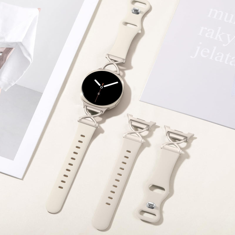 Getino Slim Band for Samsung Galaxy Watch 9, Watch 8 & 8 Classic Women | Silicone, Thin No Gap Design, Workout & Daily Wear, Sports Replacement Bands for Galaxy Watch 9/8 40mm 44mm & 8 Classic 46mm 1-Starlight